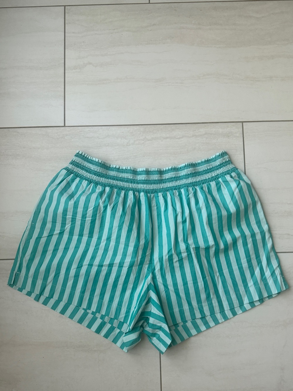a new day Teal and White Striped Elastic-Waist Shorts